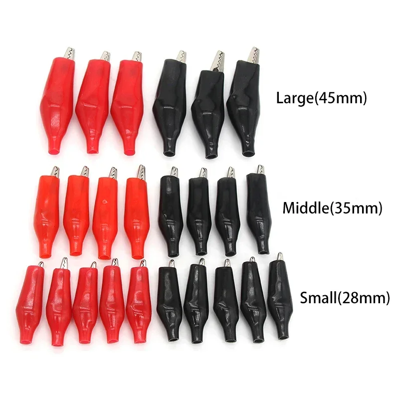 

28 35 45mm Metal Alligator Clip G98 Crocodile Electrical Clamps Testing Probe Meter Black Red with Plastic Boot Car Auto Battery