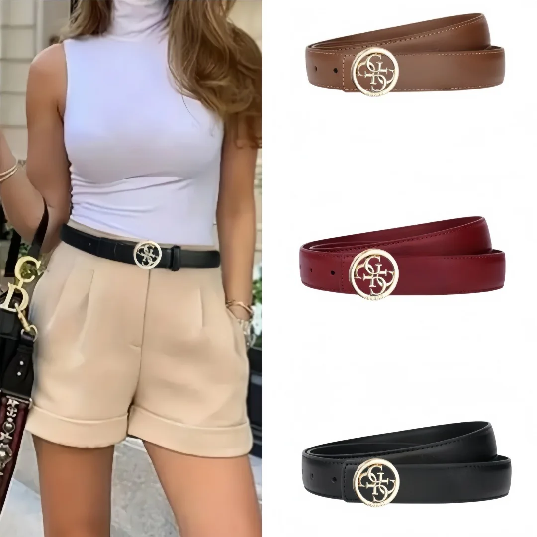 Luxury Brand Leather Belt for Women Designer Alloy Buckle Waist Strap Female Jeans Trouser Dress Waistband