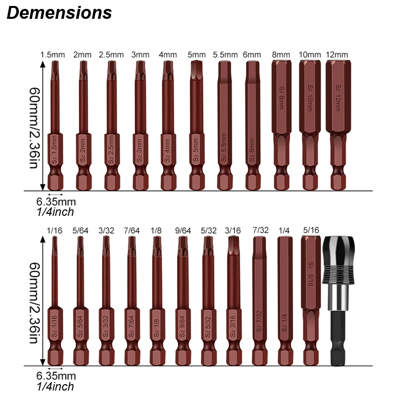 Hex Head Allen Wrench Bit Set Screwdriver Electric Power Drill Metric Quick Release Adapter Screw Driver Security Magnetic Tips