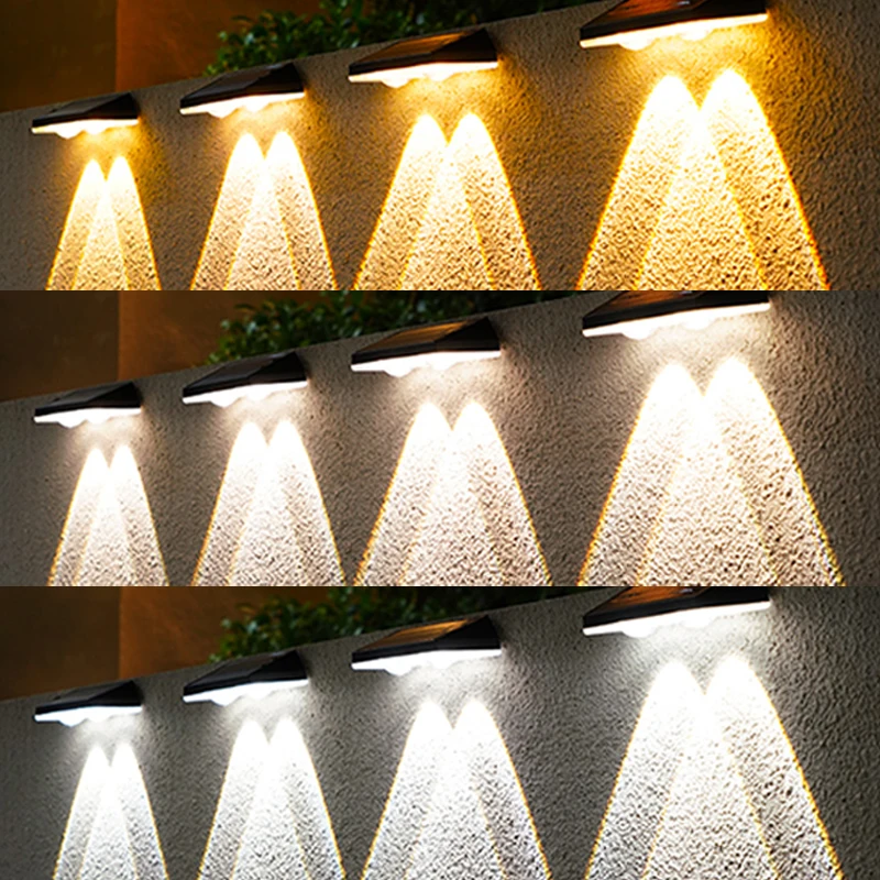 Уличные светодиодные настенные шайбы, солнечный светильник для забора, IP44, водонепроницаемые цветные RGB окружающие лампы для дорожек, сада, двора, ландшафтного освещения