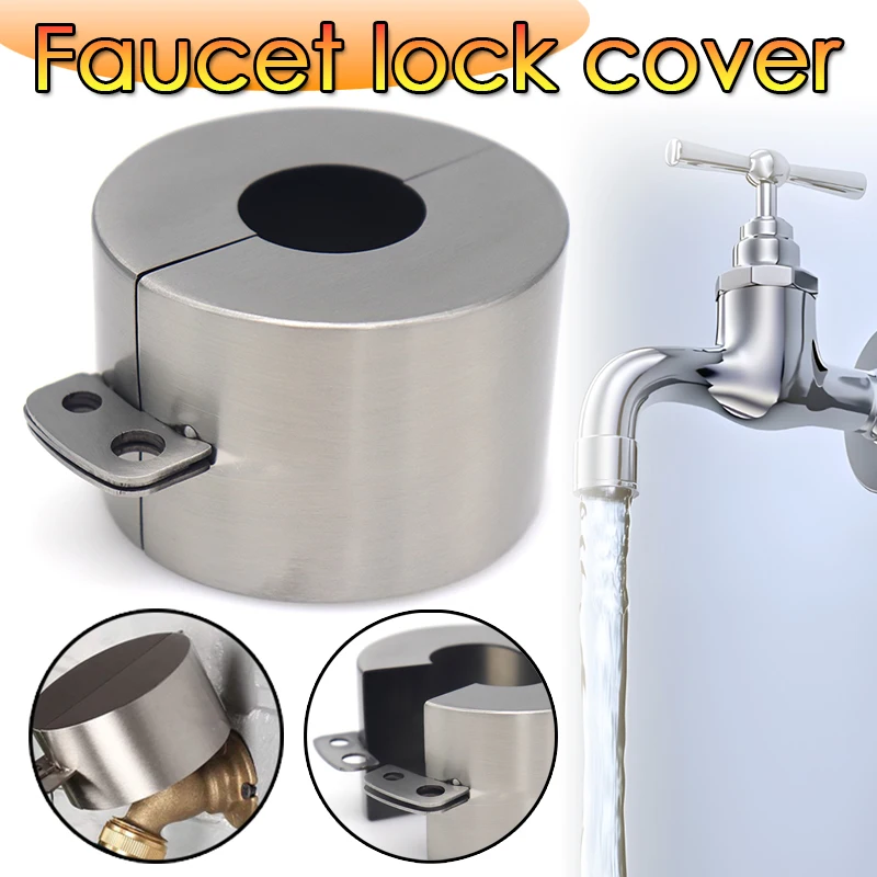 

Silver Faucet Lock Cover Double Hole Padlock Outdoor Water Spigot Locks Garden Protect Proof Hose Casing Lock Water Spigot Lock