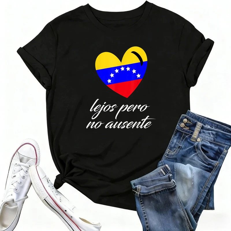 เสื้อยืดเวเนซุเอลาสำหรับผู้หญิง เสื้อยืดเวเนซุเอลา เสื้อผ้าผู้หญิง ลายรูปหัวใจ การประท้วง ความสงบสุข ความอิสระ มนุษยสิทธิ์ เสื้อยืด