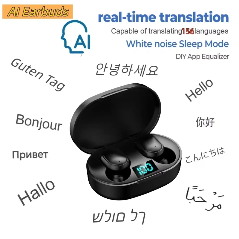 AI Translation Earbuds Magic APP 156 Languages Real time Translation Meeting Summary Bluetooth Earphones Business Travel