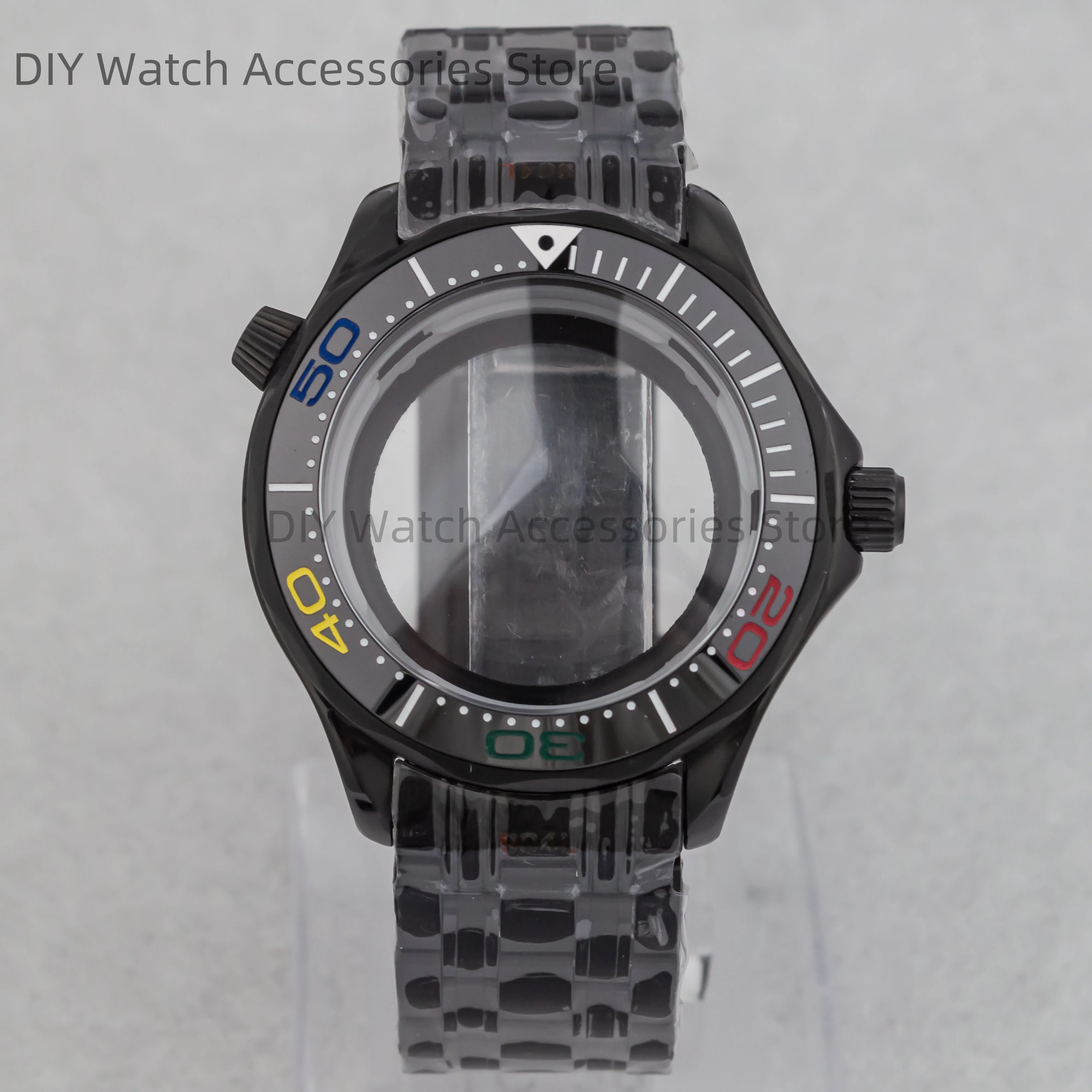 

NH35 Watchcase for Seamaster 300 Case 5ATM Waterproof Stainless Steel Strap Black Case fit NH35 NH36 Movement Watch Accessories