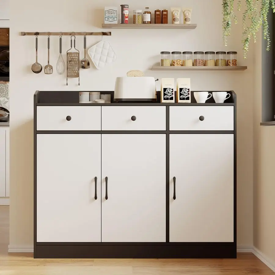 

Sideboard Buffet Cabinet with Adjustable Shelves, Wooden Kitchen Storage Cabinet, Modern Coffee Bar Buffet Table for Living Room