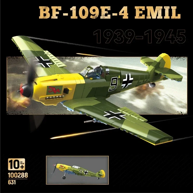 ​ STEM Fighter Jet Kit de construcción, avión La-7 Spitfire Yak-1B Bf-109E avión ladrillos técnicos juguete para niños regalos de cumpleaños
