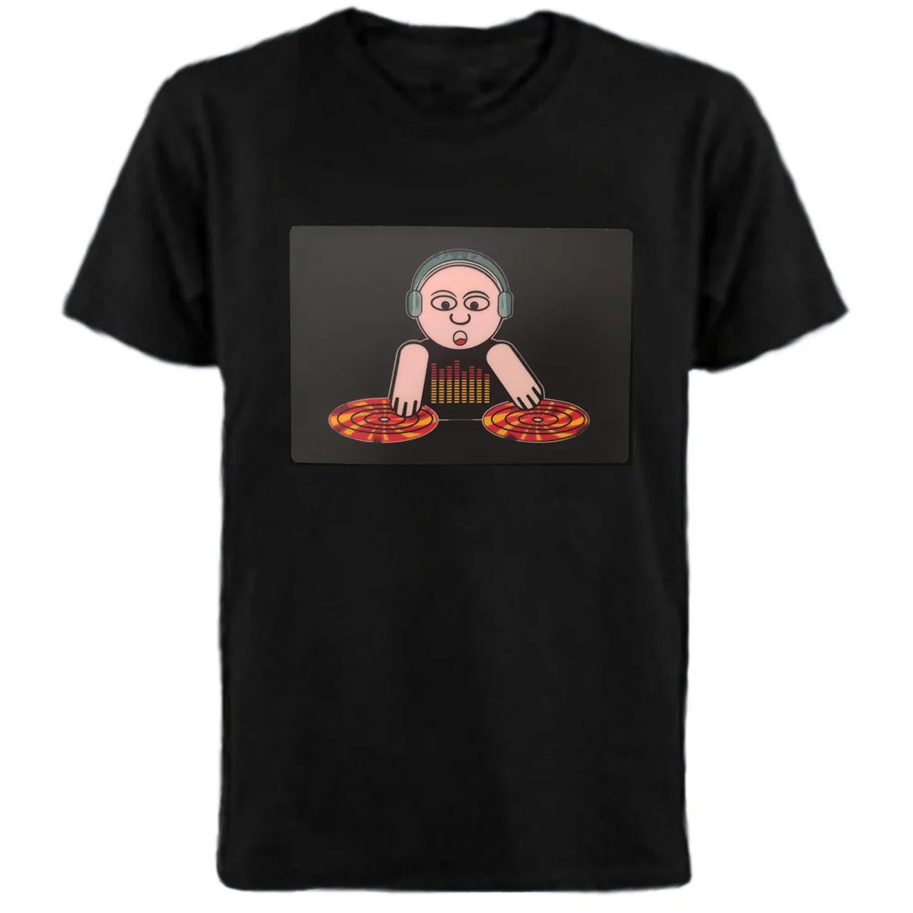 Man And Women Sound Active Equalizer El T Shirt Equalizer Light Up Down Led T Shirt Flashing Music Activated Led T-shirt view 4