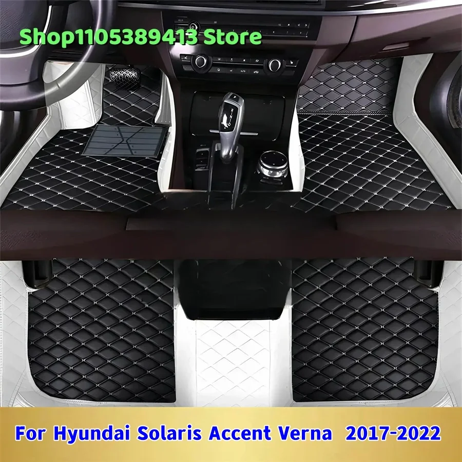 

The Mats Carpets Car Mat Accessories Leather Custom Car Floor Mats For Hyundai Solaris Accent Verna 2018 2019 2020 2021 2022