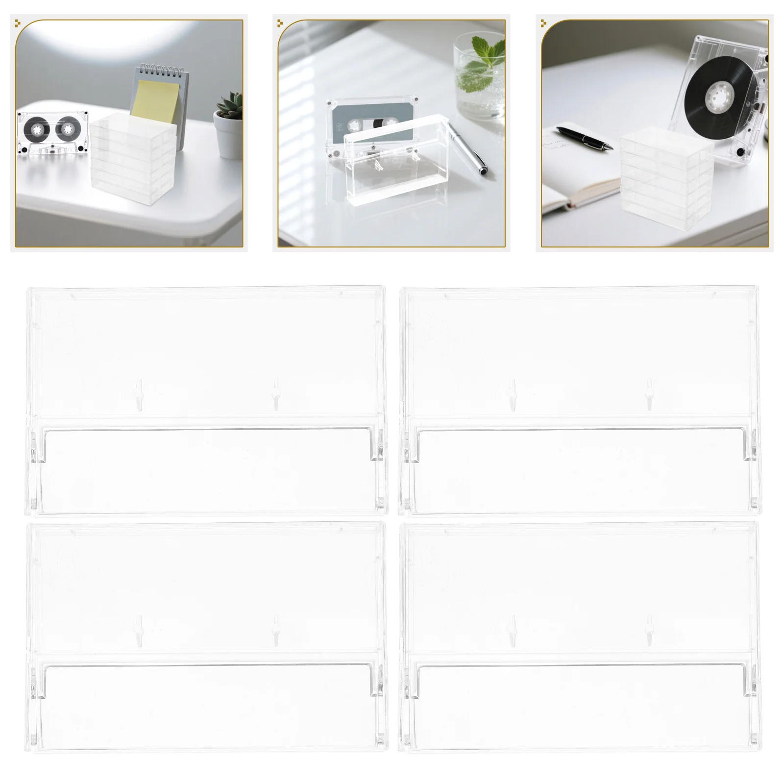 6Pcs Clear Cassette Holder High Transparency Tape Storage Box Compact Cassette Case for Car Organizer Plastic