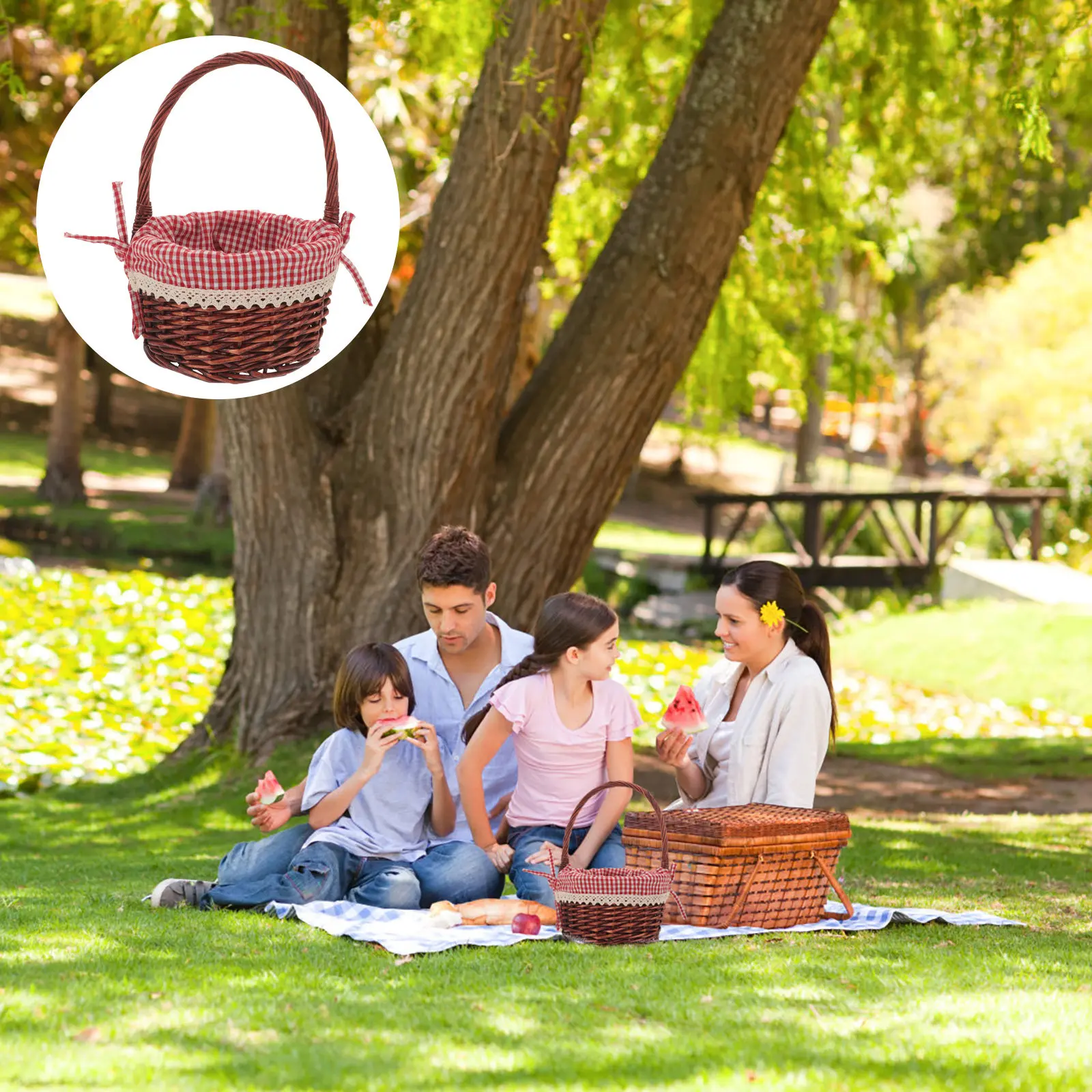 

Декоративная плетеная корзина для цветов, переносная корзина для хранения подарков, фруктов, повседневных принадлежностей, для кемпинга, для улицы, портативный органайзер