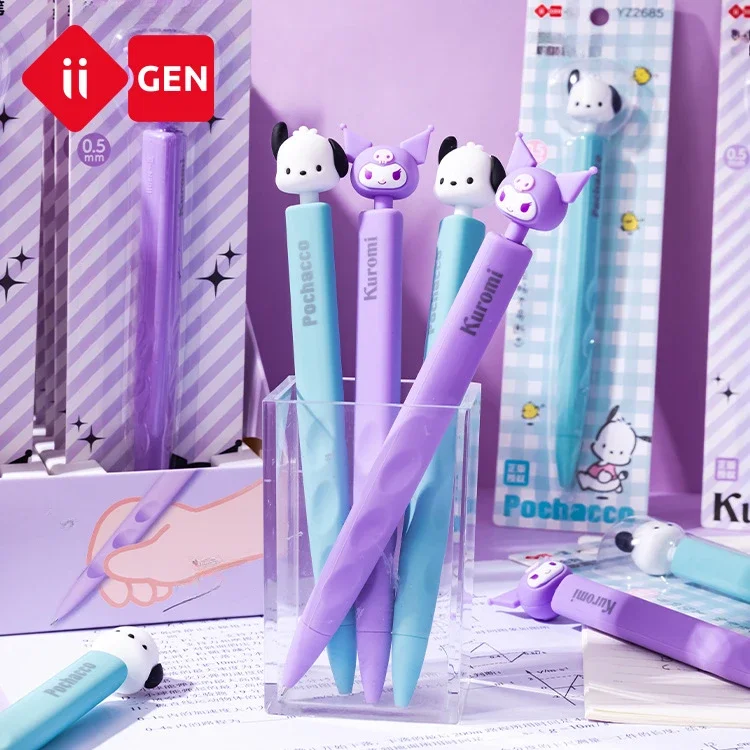 Kuromi Positive Pencil Kawaii Cartoon Soft Rubber Melody Hole Automatic Pencil Students 0.5mm Thick Stationery Study Supplies