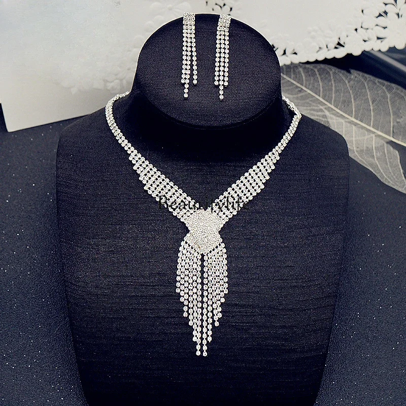 

European and American bride jewelry claw chain rhinestone chain set