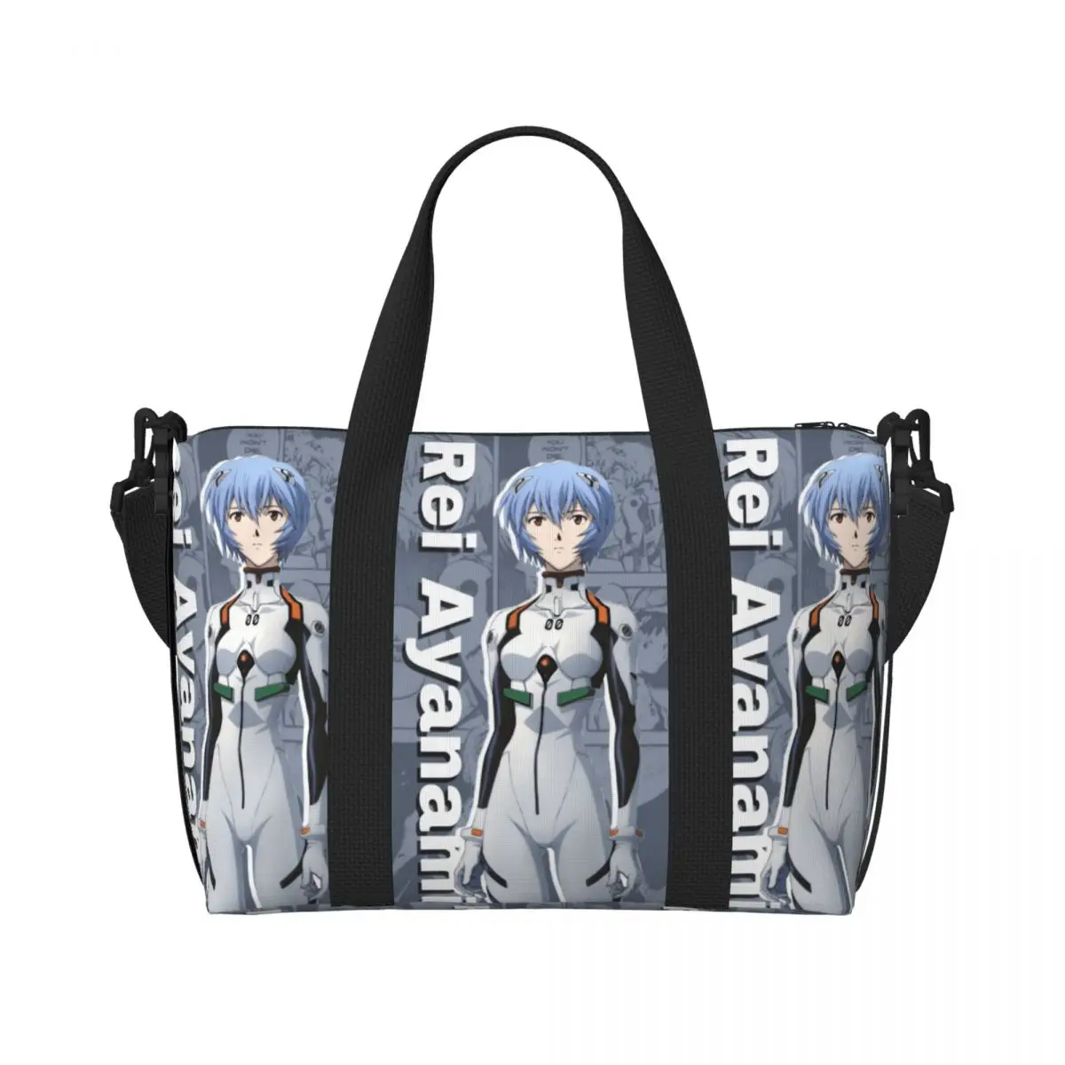 

Custom E-Evangelions Beach Tote Bag for Women Hip Hop EVA Anime Large Compartment Gym Beach Travel Bags
