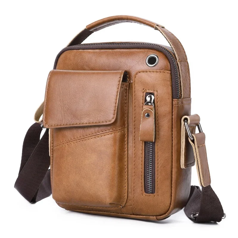 Vintage Genuine Leather Men's Shoulder Bag Fashion Cowhide Male Crossbody Multifunction Messenger Casual Handbag