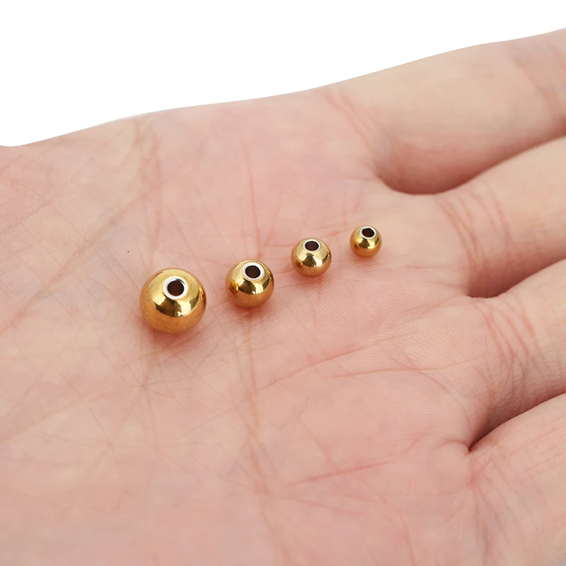 30 50pcs PVD Never Fade Stainless Steel Beads  4 5 6 8 mm Round Flat Spacer Beads For Craft Bracelet Findings Jewelry Making