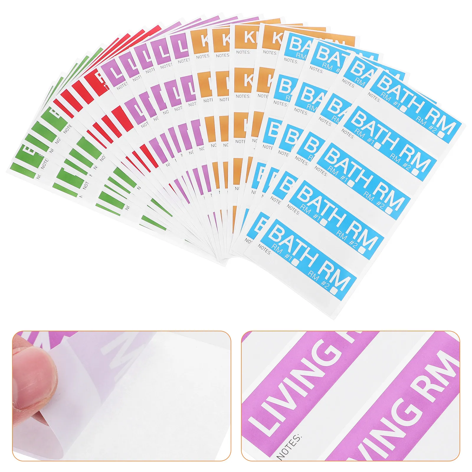20Sheets Color-Coded Moving Labels for Boxes Bright Large Font Self-Adhesive Packing Stickers Fragile Room-Specific DIY