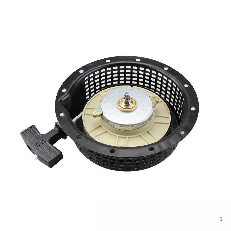 Air-cooled diesel engine parts 178, micro-tiller starter, water pump 186, generator pull-plate starter assembly