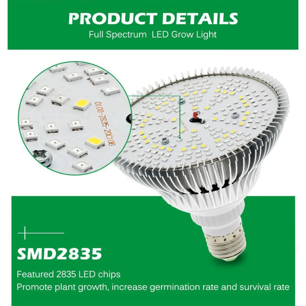 Ampoule LED pour la croissance des plantes, phare complet avec fil de 4m et trépied, 85-265V, 300W