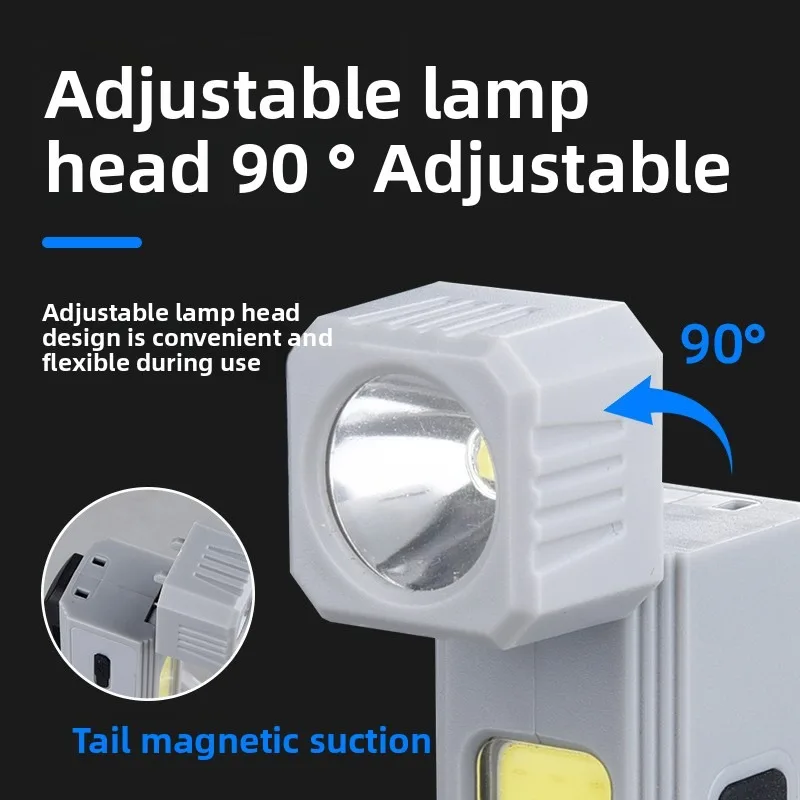 Lampe frontale COB d'extérieur : lampe de travail magnétique super lumineuse, longue durée pour le camping/réparation, lampe de poche multifonctionnelle détachable