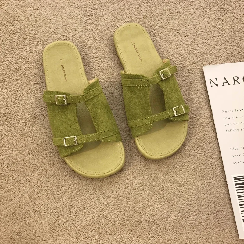 

Летние женские тапочки без шнуровки с открытым носком, новая модная женская нескользящая обувь, простые женские повседневные тапочки на плоской подошве с вырезами на мягкой подошве