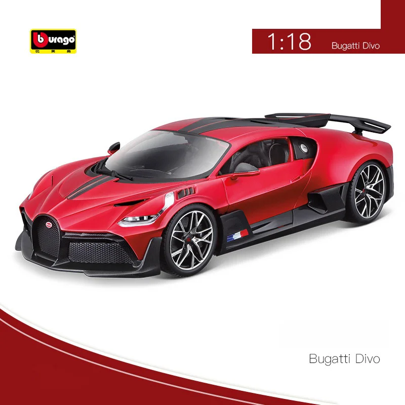 Original 1:18 Bruago Bugatti Divo Chironแบบคงที่จําลองMiniatureรถDiecast Collectionของขวัญของเล่นของขวัญวันเกิด