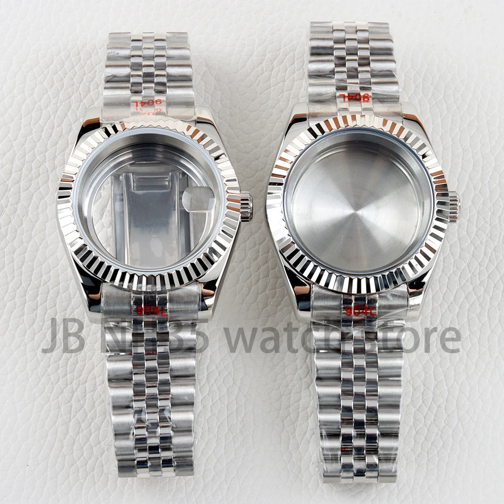 

NH35 Silver 36mm/39mm Watch Case 20mm Stainless Steel Jubilee Strap for Datejust NH35 NH36 Movement 28.5mm Dial Watch Case