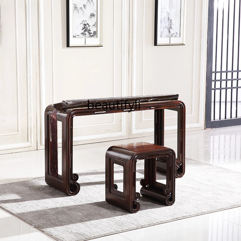 Rosewood Piano Table Solid Wood Elbow Stool Guzheng Table Antique Two-Piece Set Sandal Wood