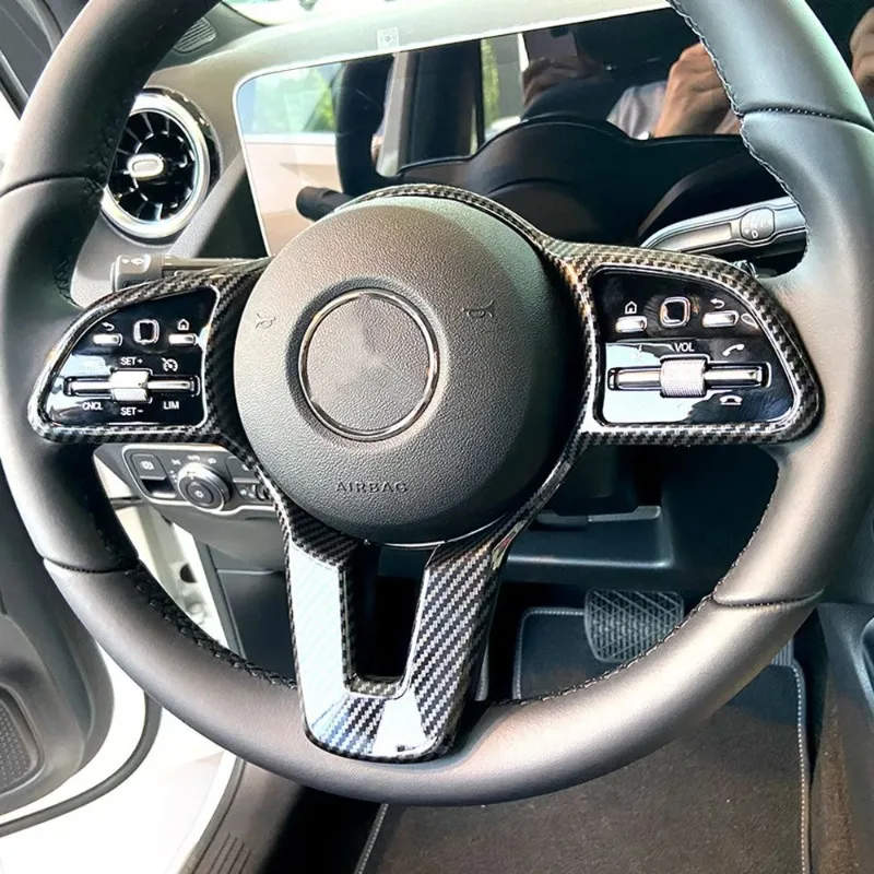 Car Carbon Fiber Steering Wheel Panel Cover Trim for Mercedes Benz A B C E G CLA GLB Class W177 W247 W205 W213 C118 W118