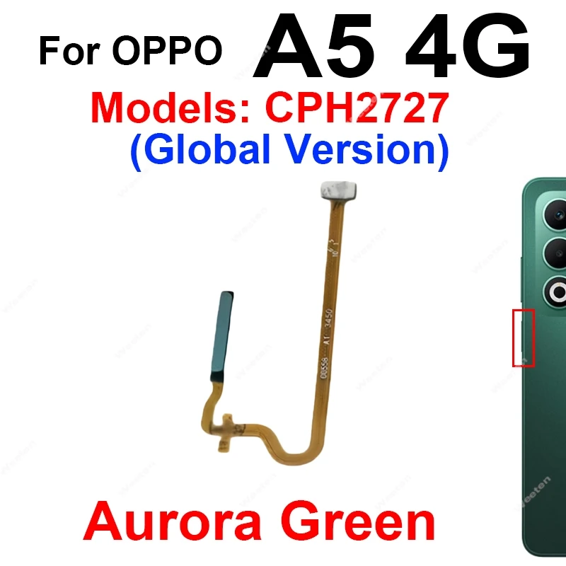 Power Button FingerPrint Touch Sensing Flex Ribbon For OPPO A5 A5X 4G 5G Fingerprint Sensor Flex Cable Replacement Repair Parts