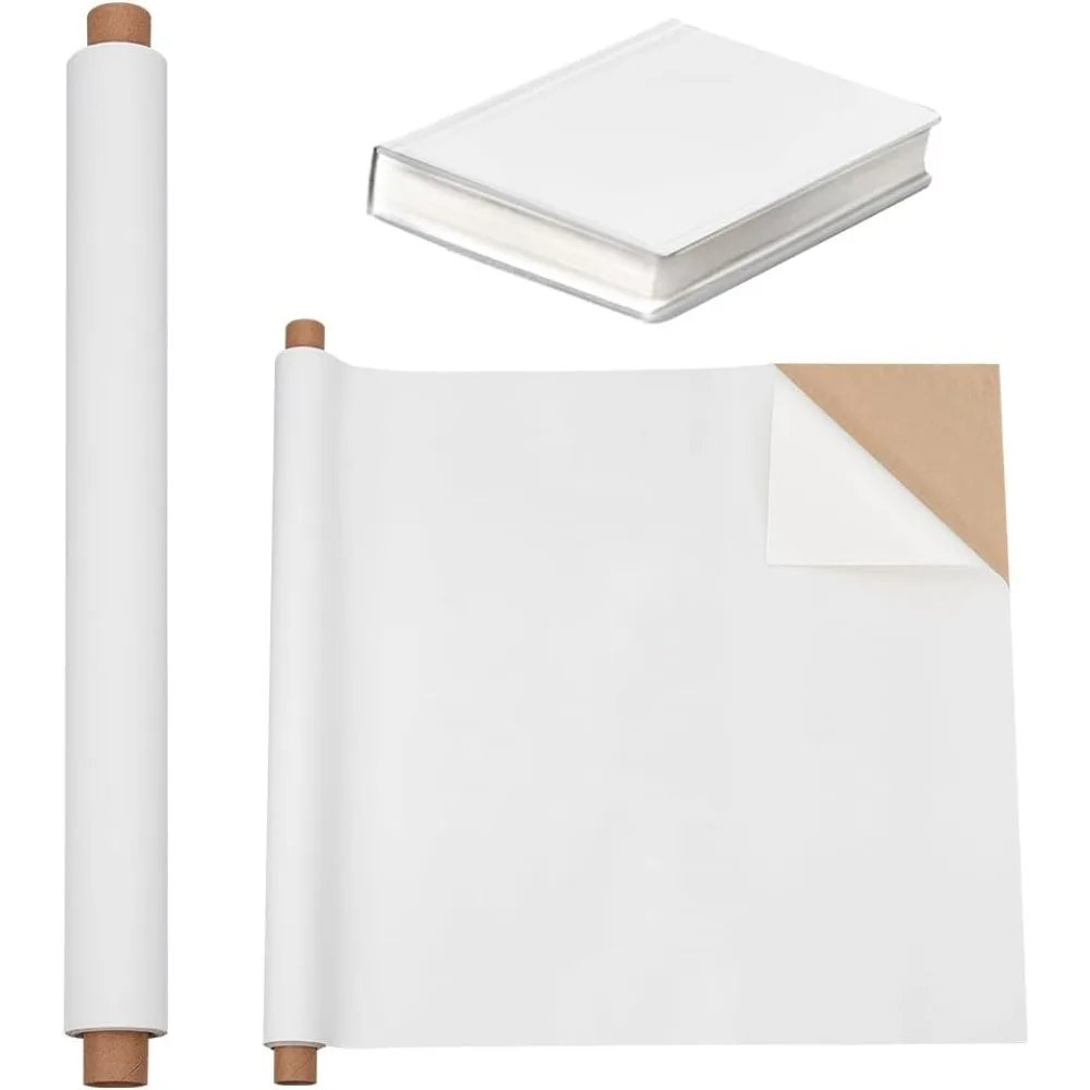 1Pc Rectangle Polyester Fiber Fabric with Paper Back for Book Binding White 1000x400mm