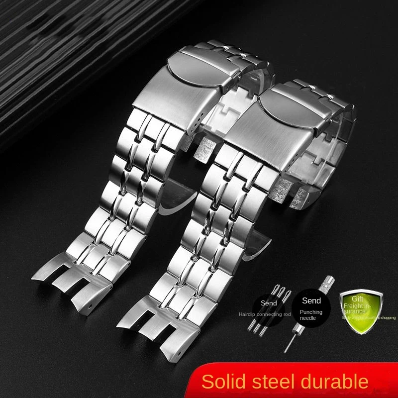 21mm Curved Notch Steel Watch Chain Strap For Swatch Stainless Steel Watchband Men's Swatch YRS403 YRS412 YRS402G Bracelet