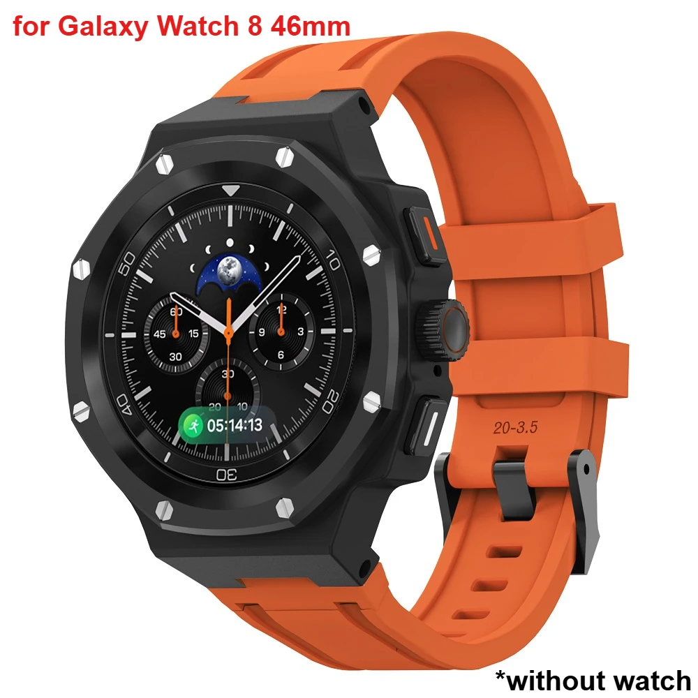 Luxe Mod Kit Voor Samsung Galaxy Horloge 8/8 Classic 40/44/46mm Legering Metalen behuizing Siliconen Band Volledige Cover Bescherming Band Set