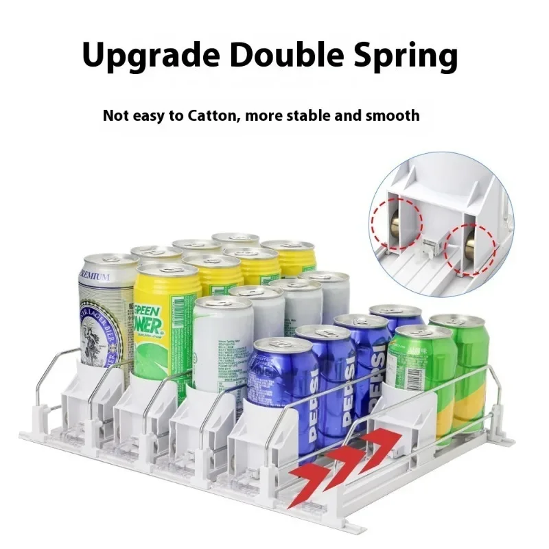 

Canned Beverage Push Rack Automatic Booster Shelf Adjustable Layer Storage Holders & Racks Parallel Bar Glide for Kitchen Fridge