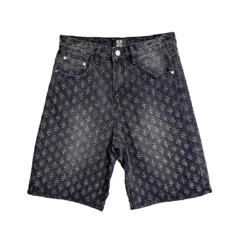 

Summer retro five-point pants men's casual denim shorts five-point pants ripped