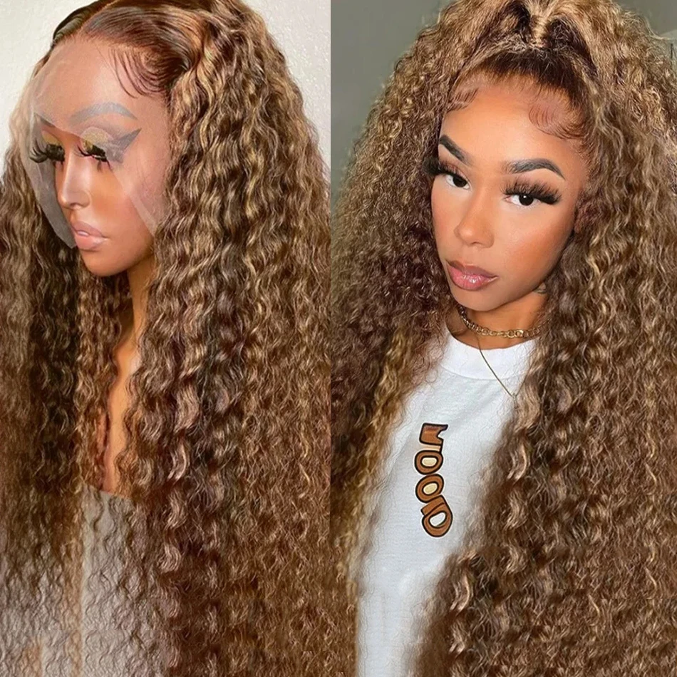 Highlight Blonde Lace Front Wig Human Hair 13X4 Lace Frontal Wig 30 38 inches 13X6 Deep Wave Curly Lace Front Human Hair Wig