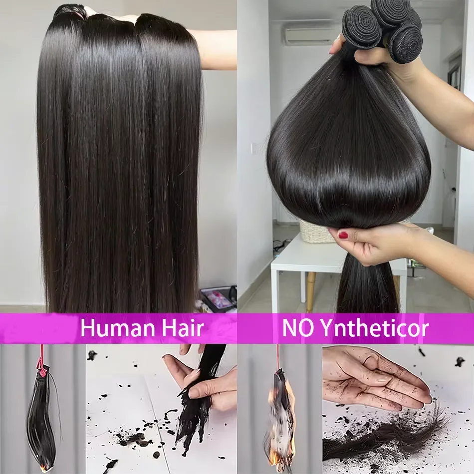 28 28 30Inch Bone Straight Human Hair Weave Bundles Brazilian Virgin Unprocessed Raw Human Hair Extension 3 4 Bundles Wef image 4
