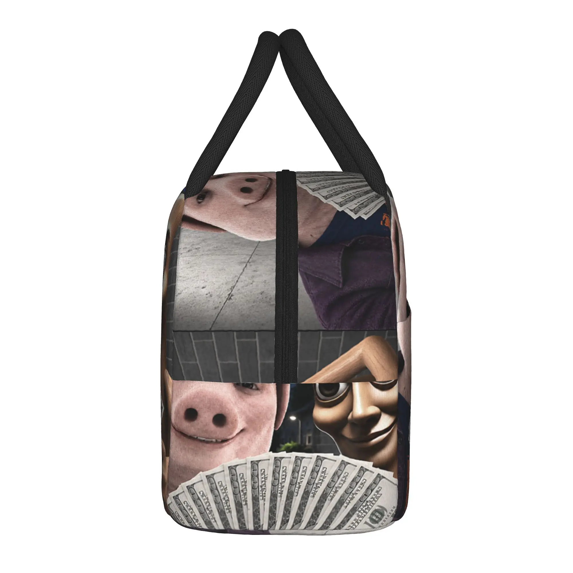 John Pork and Tung Tung Tung Sahur Front Door Motion Lunch Bag For Girls Print Lunch Box Casual Cooler Bag Oxford Tote Food Bags