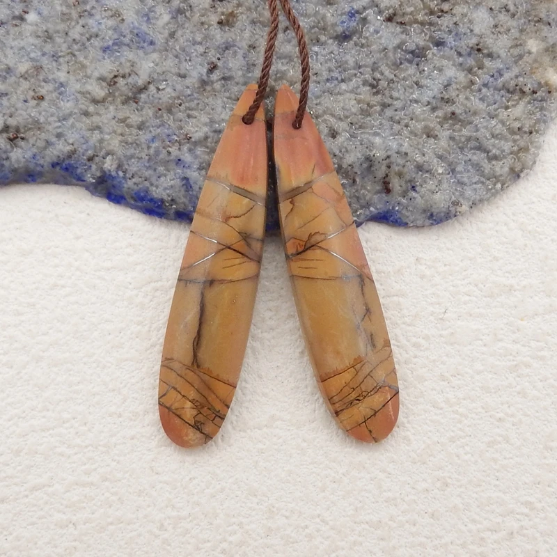 

Natural Stone Multi-Color Picasso Jasper Earrings Beads Water Drop Teardrop Fashion Jewelry Accessories For Women 41x9x4mm 5g
