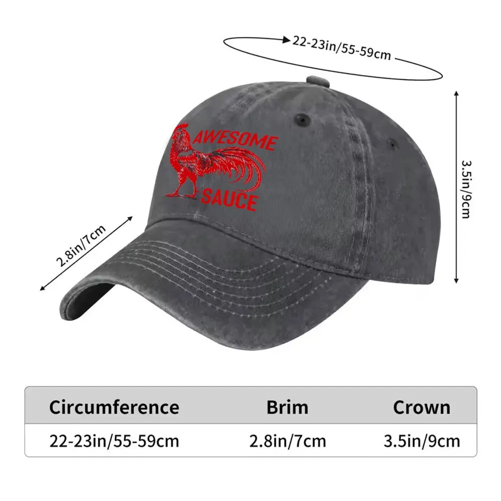 Awesome-Sauce-Rooster-Vintage-Washed-Baseball-Cap-Unisex-Adjustable-Outdoor-Sports-Hat