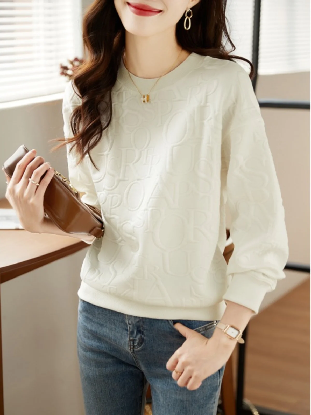 

Женский свитшот Early Spring Round Ne, весна-осень 2026, новый дизайн, универсальный молодежный топ с 3D-принтом, повседневный уличный стиль