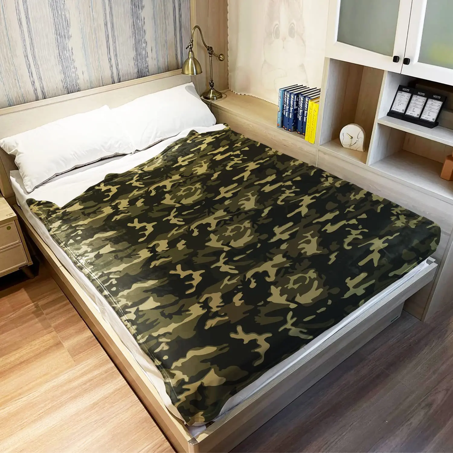 Camouflage pattern digital-printed polyester Bedroom velvet flannel soft sofa cover blanket Fleece soft cover blankets for beds
