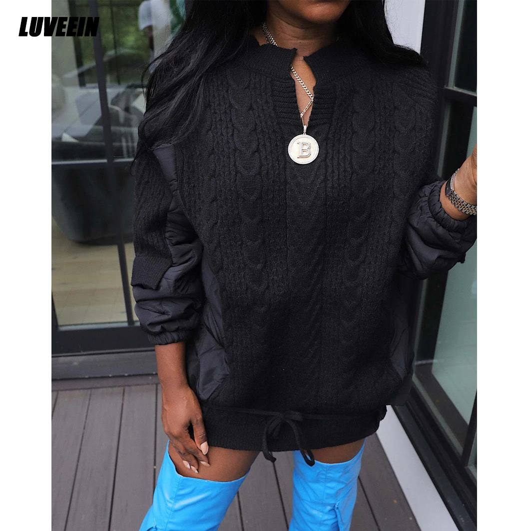 Knitted Sweater Long Jacket Thick Warm Coat Y2K Streetwear Winter Clothes Women 2023 Crochet Sexy Long Puffer Bubble Coats