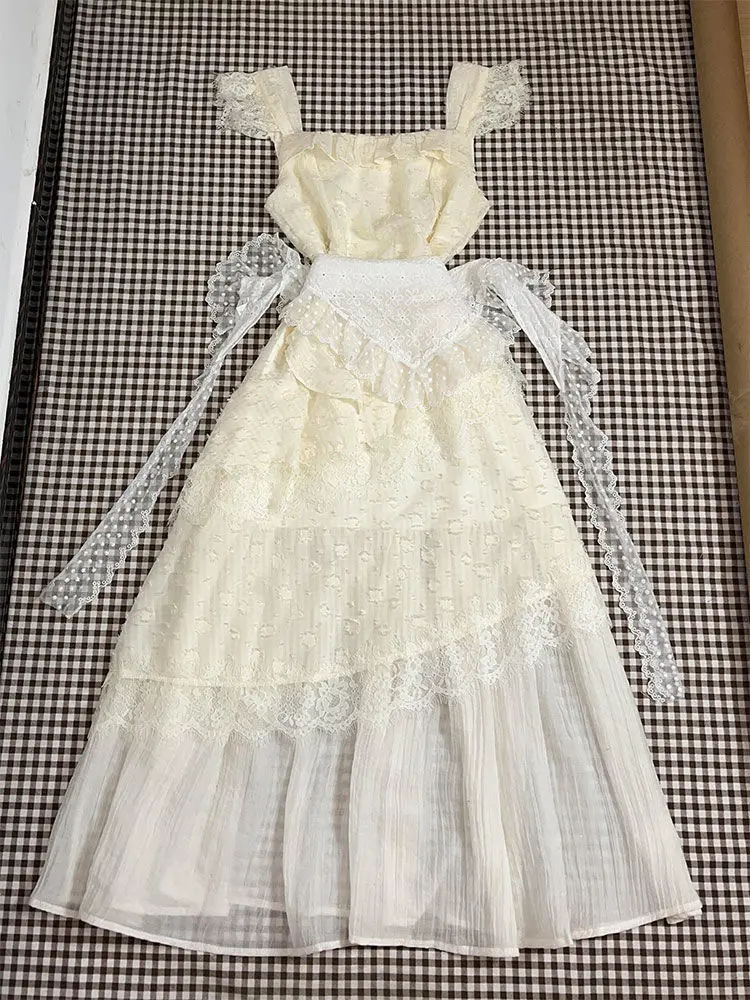 Fada renda estilingue magro vestidos de festa quente doce goth punk vestido longo vintage harajuku coreia y2k 2000s verão grunge sem costas sexy