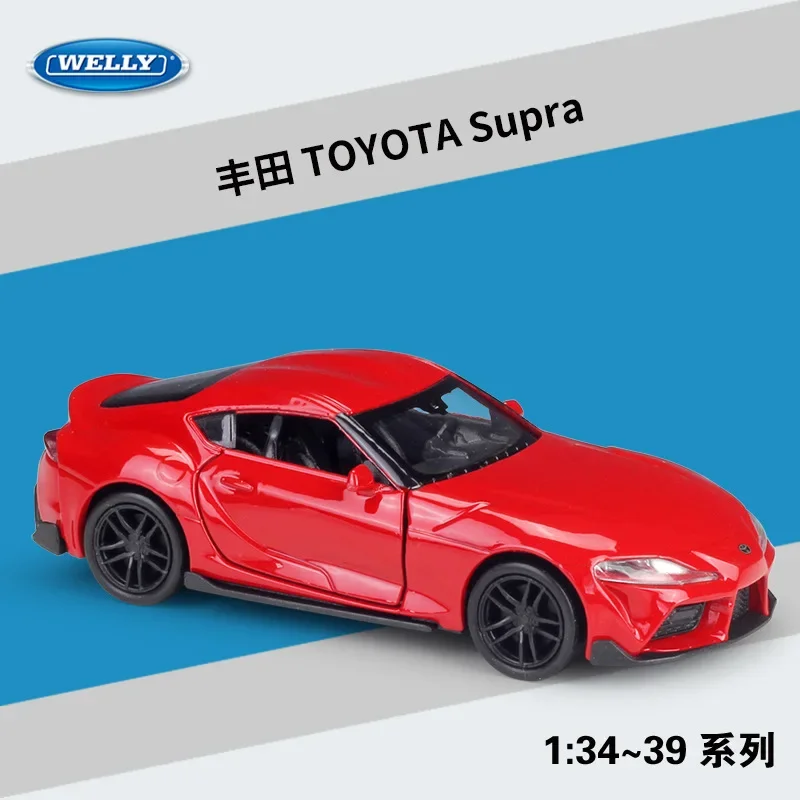 WELLY 1:36 TOYOTA Supra Toy Diecast Vehicle Model Sport Pull Back Car Educational Collection Gift Children BD23