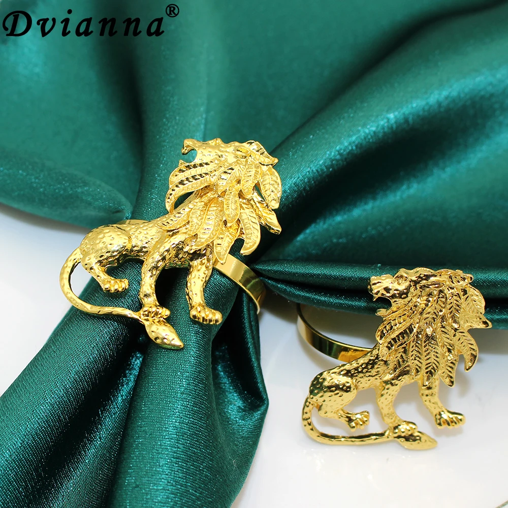 

8Pcs Lion Napkin Rings Metal Animal Napkin Holder for Wedding Party Christmas Thanksgiving Halloween Dinner Table Decor HWM85