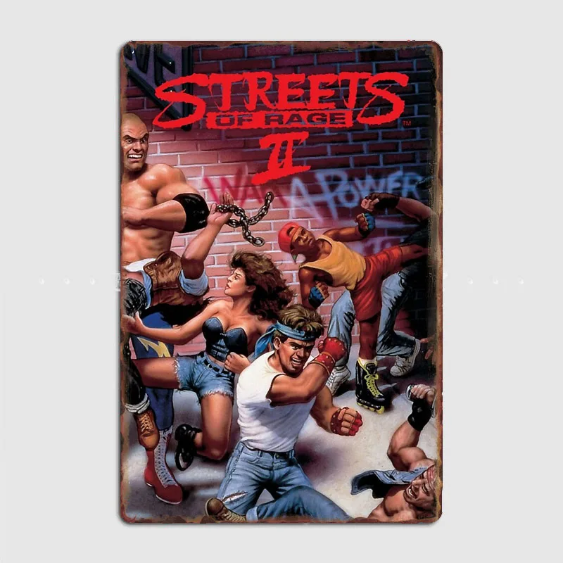 Streets of Rage 2 Retro Vintage Metal Sign Mural Plates Retro Club Tin Sign Home Decoration Room Decor Wall Decor