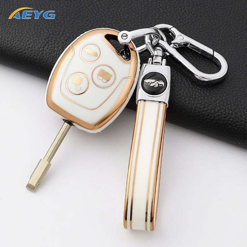 NUOVO 3 Pulsante Per Ford Mondeo Focus Fusion Fiesta Galaxy Transit 2008 2006 2007 TPU Chiave Dell'automobile Della Cassa Della Copertura Borsette Portachiavi Accessori