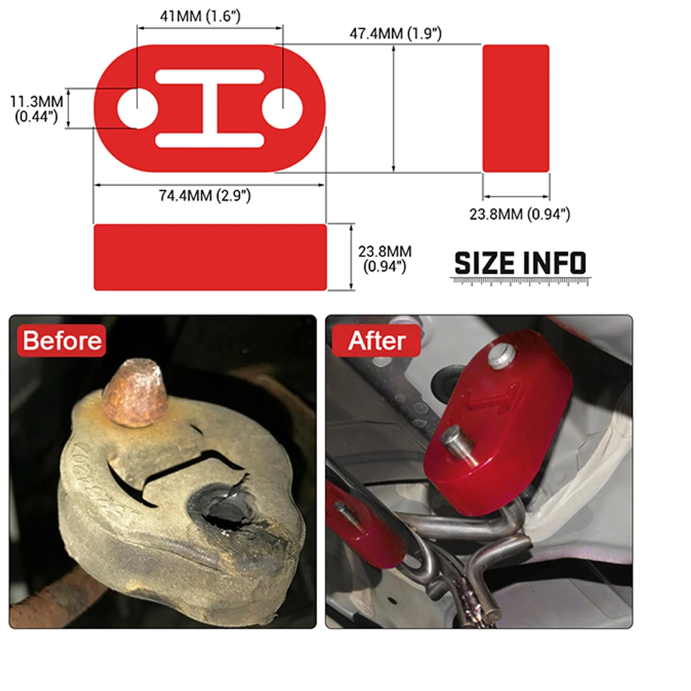 4Pcs Universal 7.3*4.7*2.1cm 2 Holes Rubber Mount Bracket Hangers For Auto Muffler Exhaust Tail Pipe Car Accessories