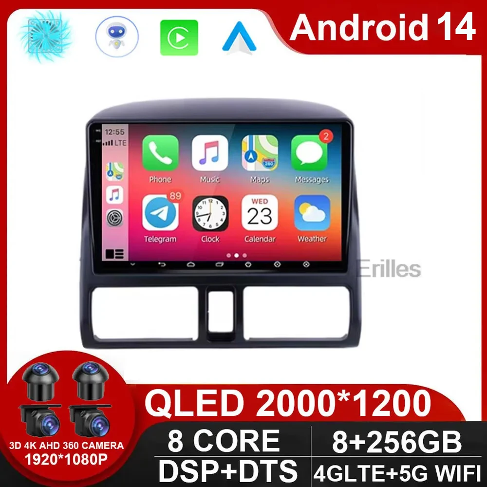 

Car Radio Android 14 Carplay Multimedia Player for Honda CRV CR-V 2001 - 2006 Auto Stereo 2din GPS Navigation Head Unit NO DVD