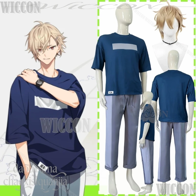 Disfraz de Kurama Ushio del Juego 18TRIP, Día 2, Camiseta Azul Marino, Pantalones, Traje de Estilo Casual, Peluca, Navidad, Halloween, Carnaval